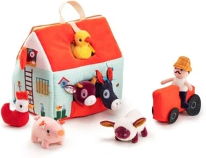 LILLIPUTIENS MY FIRST FARM PLUSH FABRIC PLAYSET 9 PIECE BRAND NEW IN BOX 12M+
