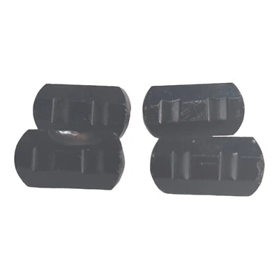 Lot 4 Buttons Vintage Rectangle Black Carved 19 mm x 10mm Shank - Image 1 of 4