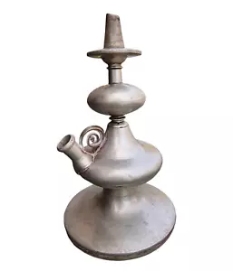 19'C Old Antique Vintage Brass Fine Silver Plated Complete Hookah Pot Home Decor - Picture 1 of 11