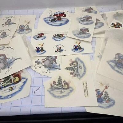 Calcomanías vintage transferencia para cerámica invierno Navidad animales caprichosos Foto 1 de 4