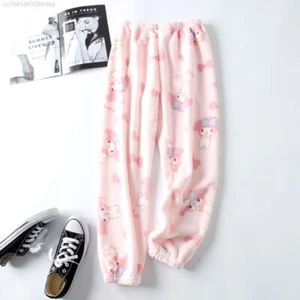 My Melody Fluffy Pajamas Pj Pants Y2k Pink Sleepwear Women Pyjama Pants Trouser - Picture 1 of 12