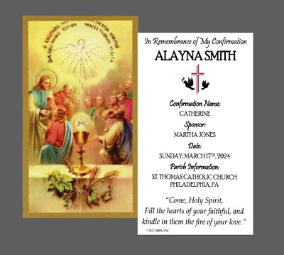 My Confirmation 2 (girl) - Personalized Laminated Prayer Cards - Pack of 35 - Image 1 of 3