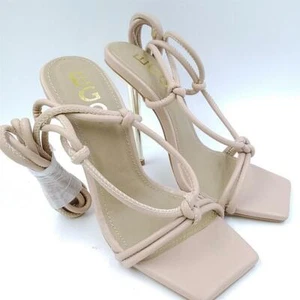 Ego Orbit Women Nude Lace Up SS2832-1 Knotted Detail Metallic Heel Sandal Size 5 - Picture 1 of 9