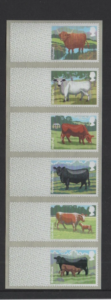 CATTLE  FARM ANIMALS  BLANK  STRIP  of 6 HIGHLAND TOP  POST GO  SUPERB  -  RARE  - Image 1 of 1