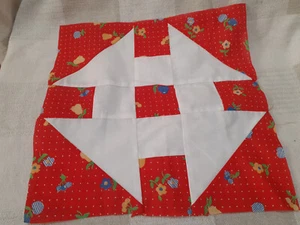 Vintage Floral Red and White Quilt Square 11"x11" - Picture 1 of 1