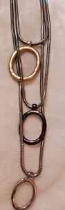 Chico's Metallic Tri Color Three Layer Necklace, 14-26" - Picture 1 of 3