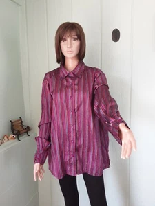 Coldwater #172 Creek Damen lila Streifen Gr. XL Bluse Set gebraucht Kragen - Bild 1 von 12