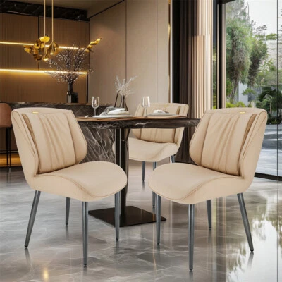 2X Upholstered Dining Chairs Faux Leather Dining Room Side Chair Restaurant Cafe - Image 1 of 4