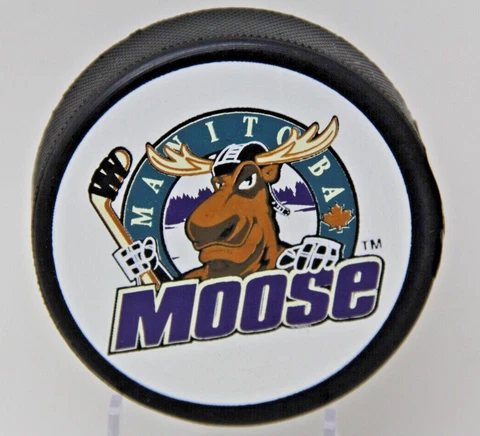 VINTAGE MANITOBA MOOSE  IHL HOCKEY OFFICIAL PUCK WORLD Czech Republic RARE Cover