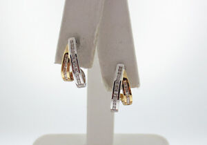 Genuine Diamonds Solid 18K Two-Tone Gold Earrings