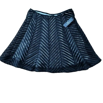 Falda Worthington Damas 8P Encaje Superpuesto Línea A Negro Blanco Diagonal Rayas Nueva con Etiquetas Foto 1 de 4