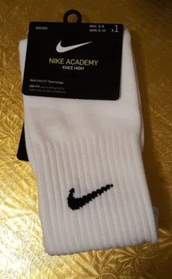 Gorgeous NIKE White Black LOGO Men Size 6-8 Women Size 6-10 Knee High SOCCER - Image 1 of 4