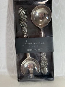 JUEGO DE SERVIR ENSALADA COSTERA ACENTOS ARTÍSTICOS TENEDOR Y CUCHARA - Imagen 1 de 4