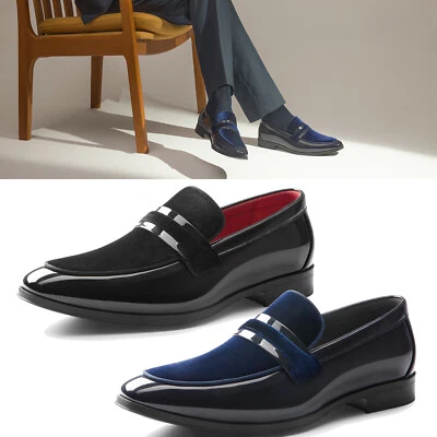 Men's Tuxedo Patent Vegan Leather Loafers Removable Insole Dress Shoes Size 8-13 - Image 1 of 4