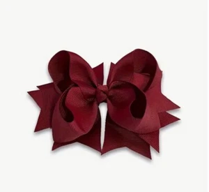 Deep Red 5” Hair Bow Clip Grosgrain Ribbon Girl Hair Barrette - Picture 1 of 4