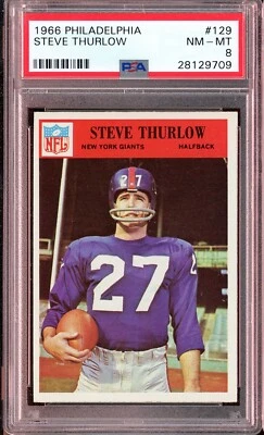 1966 Philadelphia Football #129 Steve Thurlow PSA 8 - Image 1 of 2