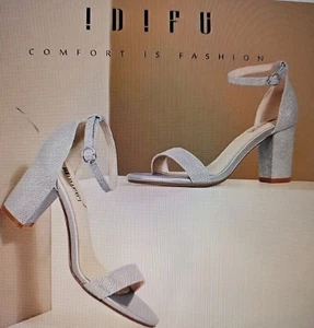 Women's Silver Glitter 3-in Heels Sandals Size US 7 - Picture 1 of 3