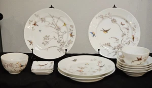 Antique Haviland Limoges CFH1088 Birds Butterflies Bread Plates Saucers Cups Set - Picture 1 of 24