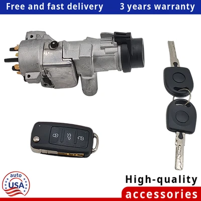 Ignition Lock Cylinder Assembly With Key Shells For Audi 1998-09 A4 Quattro NEW - Image 1 of 4