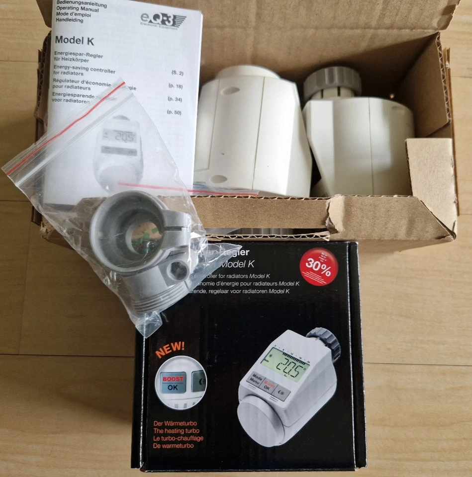 3x elektronischer Heizkörperregler mit Adaptern, programmierbar, mehrere Temp. - Bild 1 von 1