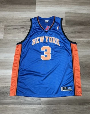 Vintage Reebok Authentic New York Knicks Stephon Marbury #3 Sewn Jersey SZ 52 - Image 1 of 4