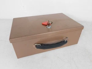 13" Portable Steel Metal Lock Box Working w Key Vintage MCM Made in USA - Picture 1 of 9