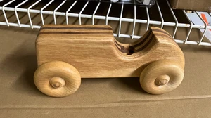 Auto giocattolo in legno fatta a mano stile racer 9 pollici finitura naturale buona nel complesso VENDITORE USA - Foto 1 di 15