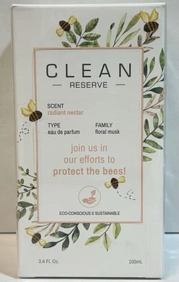 Clean Reserve Radiant Nectar Bee Edition para mulheres 3,4 fl. oz Eau de Parfum. NOVO NA CAIXA lacrado - Imagem 1 de 3