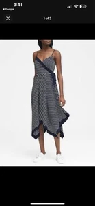 NUEVO Vestido Banana Republic Pañuelo con Tirantes Dobladillo Midi Azul Rayas 6 - Imagen 1 de 10