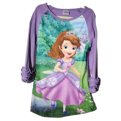 Disney Sofia The First 3/4 Ruffle Sleeve Lavender Top Size XXL - Image 1 of 4