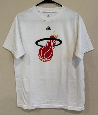 NBA Miami Heat Adidas T Shirt Men’s Medium White Florida Basketball Sports Retro - Image 1 of 4