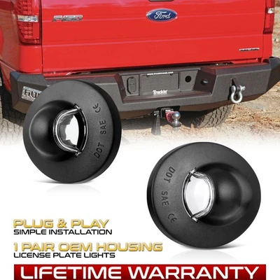 2PCs 1980-2014 Ford F150 "OE-Style" Lobo Rear Bumper License Plate Tag Light SET - Image 1 of 4