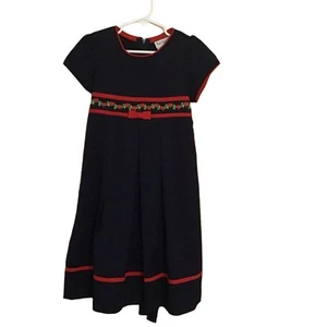 Vintage Rare Editions Navy Red Heart Embroidered Long Dress 5 - Picture 1 of 7