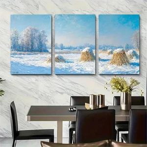3pcs Claude Monet Wheat Stack Snow Perfect Wall Art Canvas Unframed/Framed - Picture 1 of 9
