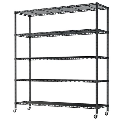 Heavy Duty Metal Storage Shelf with Wheels Adjustable Commercial Wire Rack - Image 1 of 2