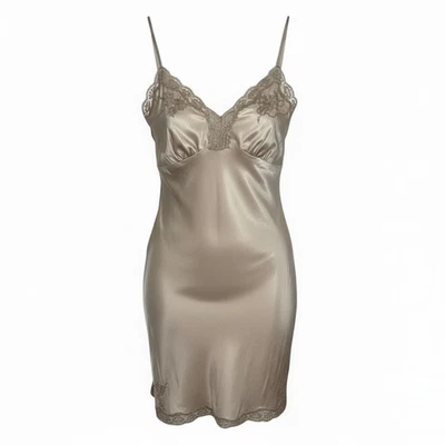 GOLD HAWK WOMEN'S 100% SILK NWT SLIP DRESS CAMI LACE COCOA MEDIUM - Image 1 of 3