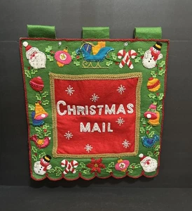 Vintage Bucilla 60er Filz & Pailletten Weihnachten Post Kartenhalter Wandbehang Oberfläche - Bild 1 von 24