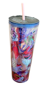 Starbucks 2023 Holiday Rose Venti Tumbler 24oz Iridescent Floral w/ Lid & Straw - Picture 1 of 10