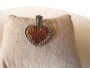 Sterling Silver Crystal Heart Pendant Enhancer - Picture 1 of 5