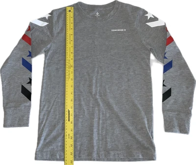 Converse Kids Gray Long Sleeve w/Print T-shirt Logo Size M (10-12)  NWOT - Image 1 of 4