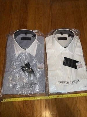 DONALD J TRUMP Long Sleeve COLLECTION Men's White And Blue Stripped Sz Large - Image 1 of 4