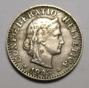 Moneda de 20 rapen suiza 1943, suiza - Imagen 1 de 2