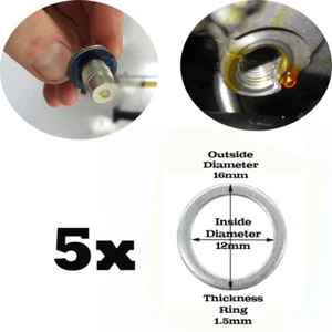 5x Universal Auto O Rings Seal Crush Washers Inside 12mm Outside 16mm Diameter - Picture 1 of 3