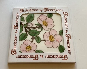 VTG Franciscan Pottery USA Desert Rose 6" Art Tile Tea Trivet Hot Plate in Box - Picture 1 of 3