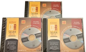 3 Kodak CD-R Silver Plus 650Mb/74min Recordable Disc NOS SEALED - Picture 1 of 12