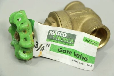 Matco-Norca 514C04 3/4" Gate Valve Solder Ends NEW WITH TAG - Image 1 of 4