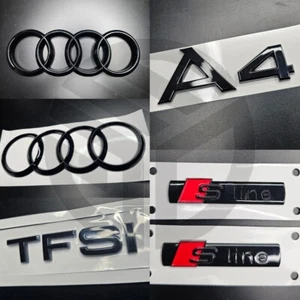 Audi A4 B9 2016-2019 glänzend schwarz Abzeichen GRILL/STIEFEL/KOTFLÜGEL SET 2XSLINE/TFSI - Bild 1 von 1