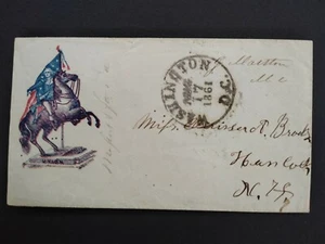 Civil War: Wash, DC 1861 Marston Free Frank Patriotic Cover, George Washington - Bild 1 von 2