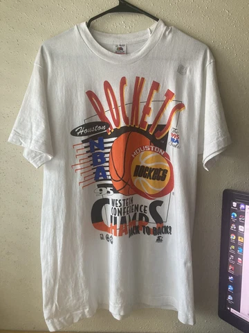 Vtg Fruit Of the Loom Shirt Size L 1995 Houston Rockets Western Conference Champ Cover