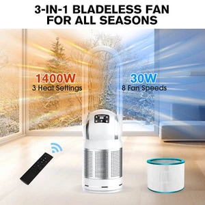 3 in 1 Bladeless Tower Fan Space Heater / Cooler Air Purifying Oscillating Timer - Picture 1 of 7